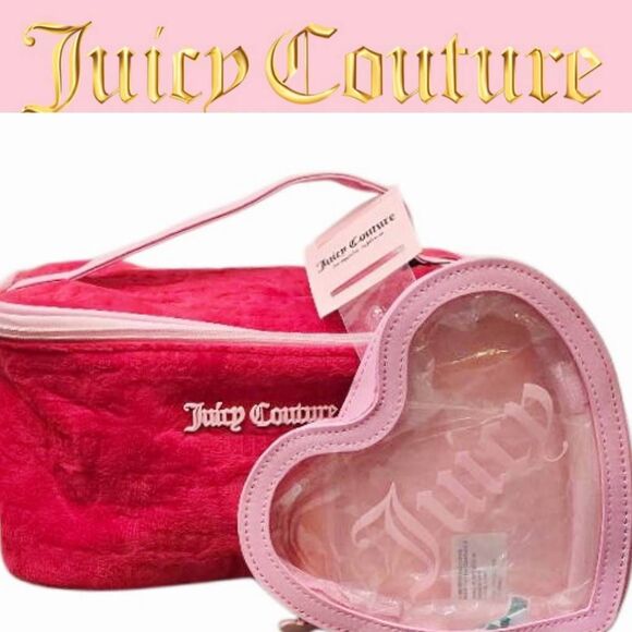 Juicy Couture Heart & Crown Embossed Velour & Transparent Heart-Shaped Cosmetic - Picture 1 of 8